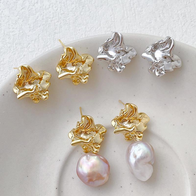 Wholesale 14K Gold Filled Color Preservation Real Gold Plated Baroque Style Irregular DIY Earrings Accessories